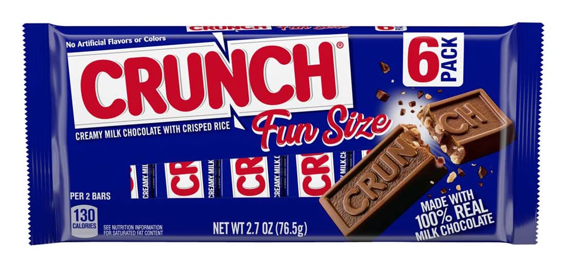 Nestle Crunch Milk Chocolate Candy Bars With Crisped Rice Fun Size 6 Pk