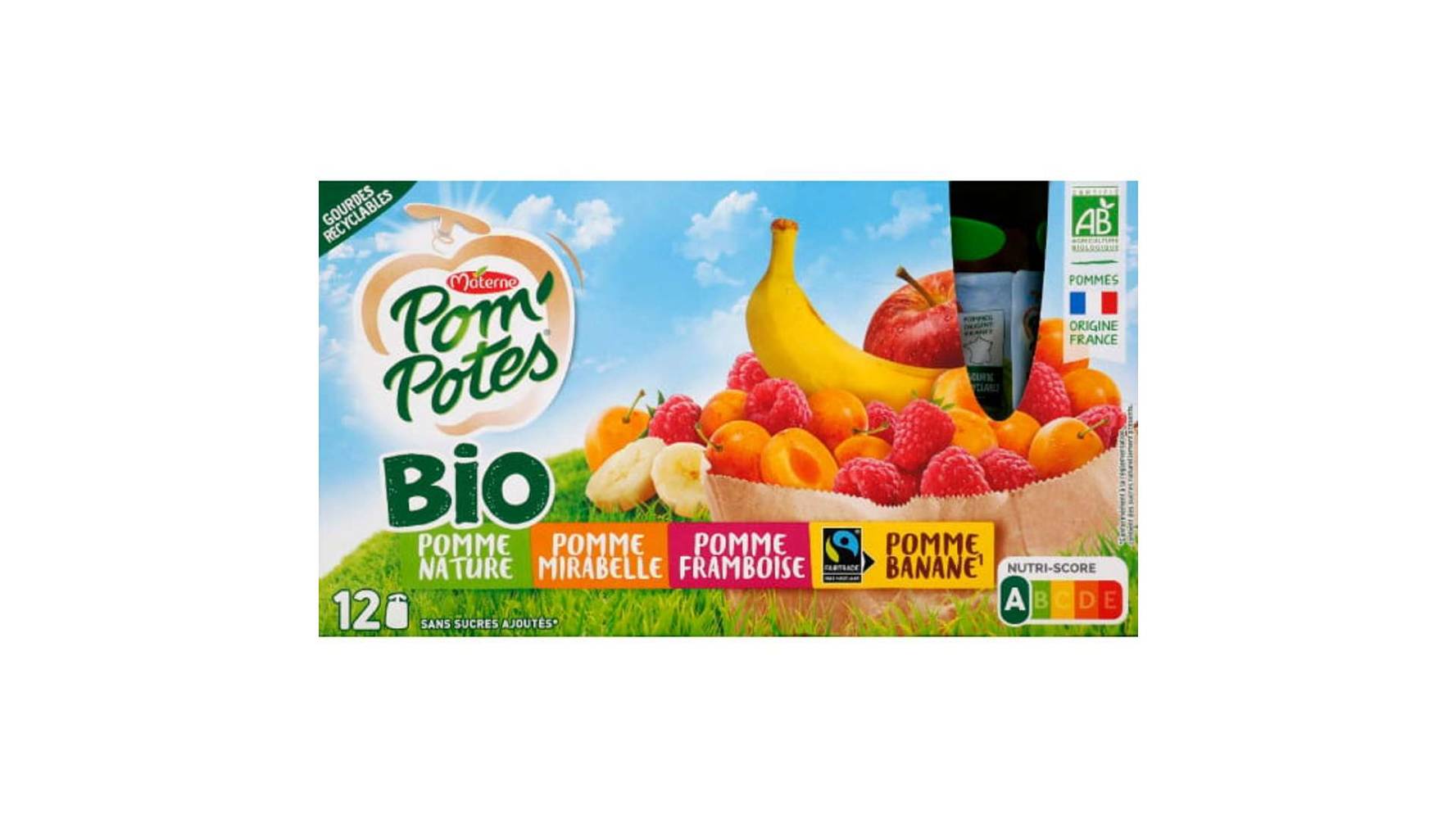 Pom'potes - Pom'pote compote gourdes bio aux fruits multivariétés (12 pièces)
