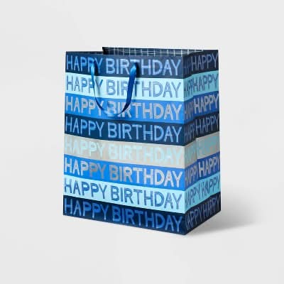 Spritz Happy Birthday Gift Bag, 19.25x16 in, Blue