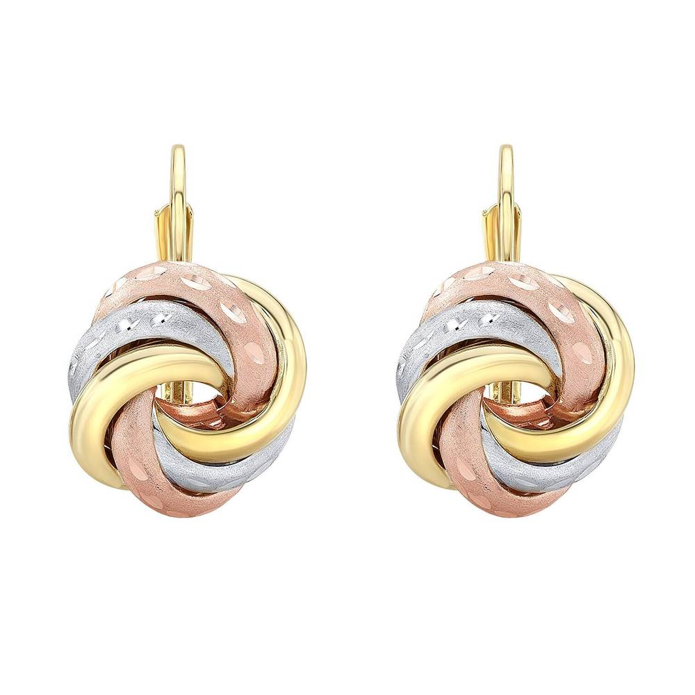 14kt Tri-Color Gold Love Knot Earrings