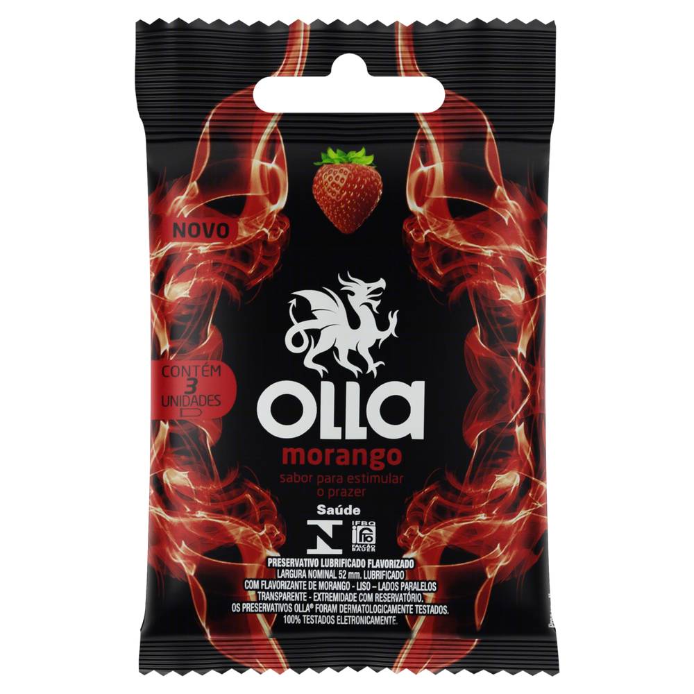 Olla preservativo de morango