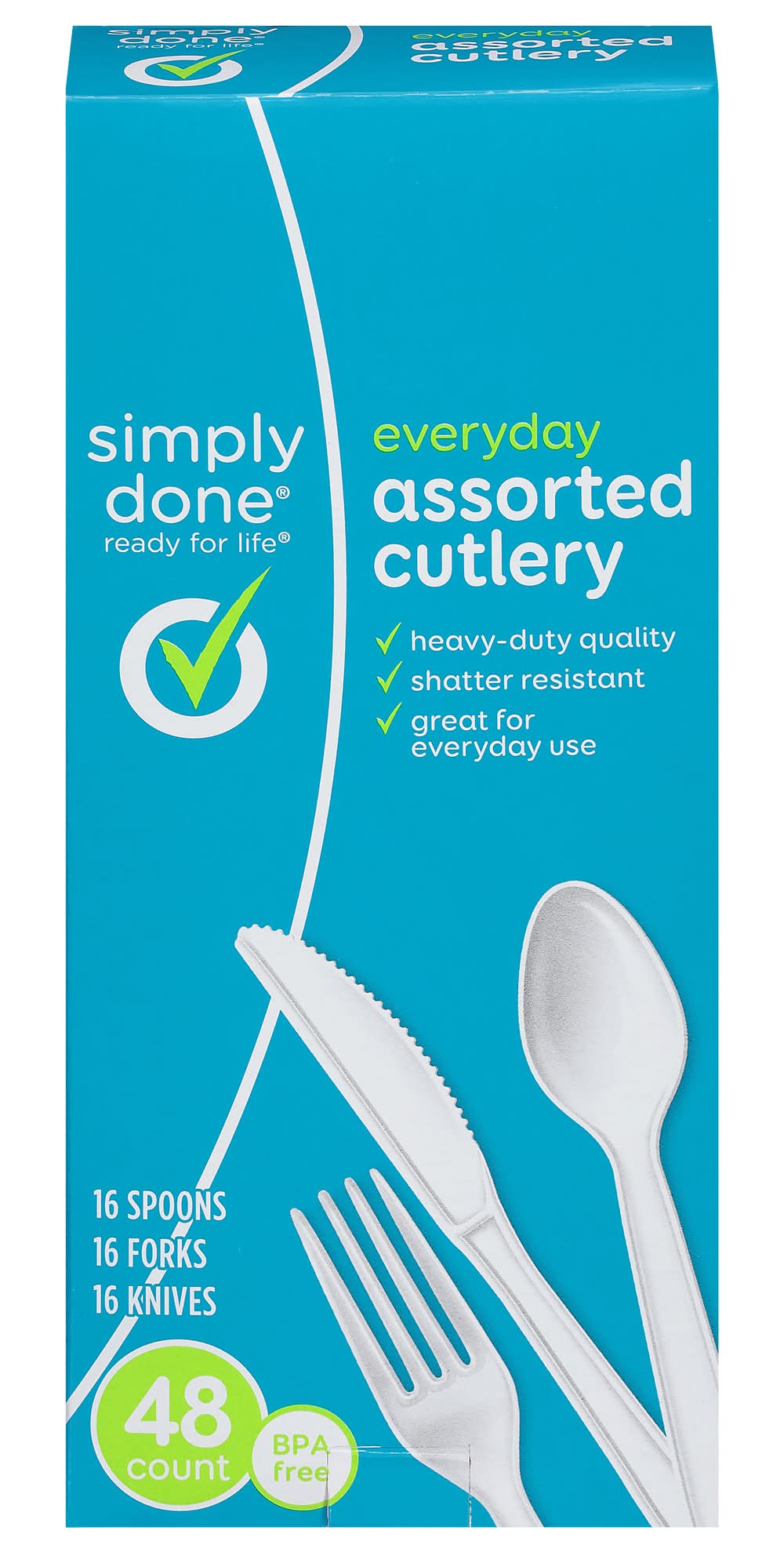 Simply Done Plastic Combo Assorted Cutlery, White (48 ct)