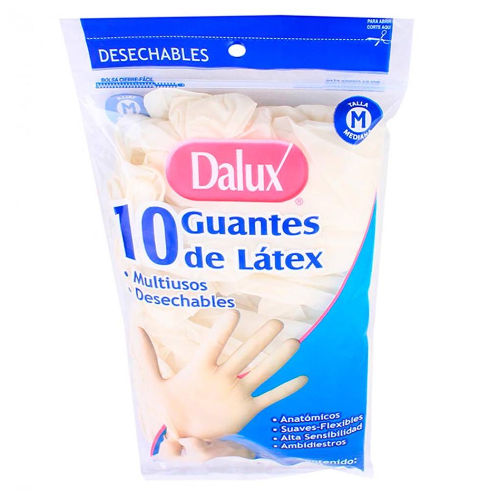 Dalux · Guantes de látex desechables y multiusos, M (10 un)