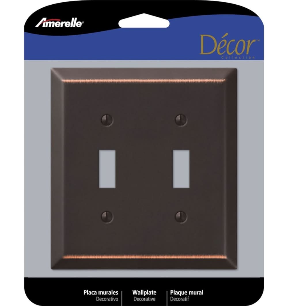 Amerelle Century Antique Bronze 2 Gang Stamped Steel Toggle Wall Plate 1 Pk