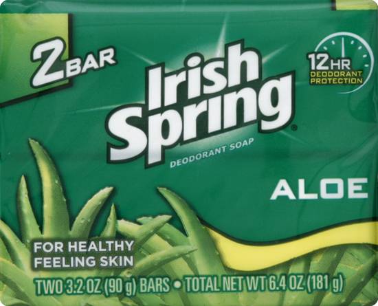 Irish Spring Aloe Deodorant Soap Bar (2 ct, 3.2 oz)