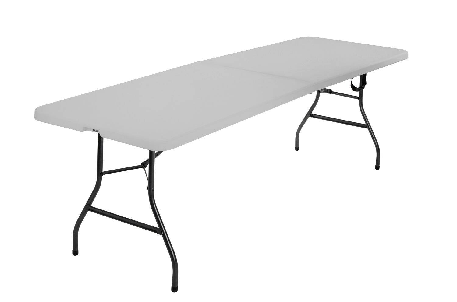 Cosco 2.6-ft x 8-ft Fold-in-half Indoor or Outdoor Rectangle Resin Gray Folding Banquet Table (8-Person) | 14778LGY2L