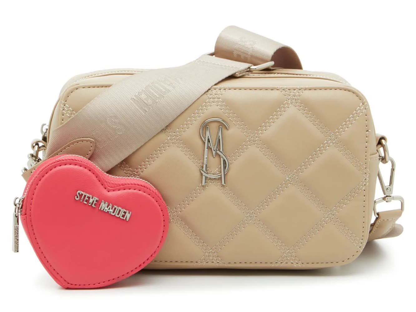 Steve Madden Allie Heart Charm Crossbody Bag (Taupe One Size)