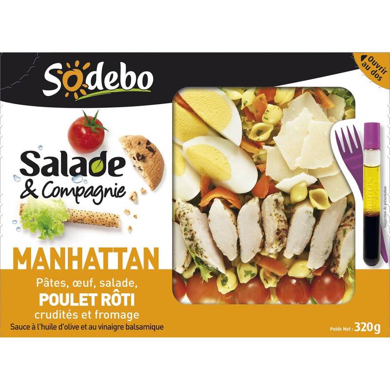 Sodebo - Salade manhattan pâtes œuf poulet (320g)