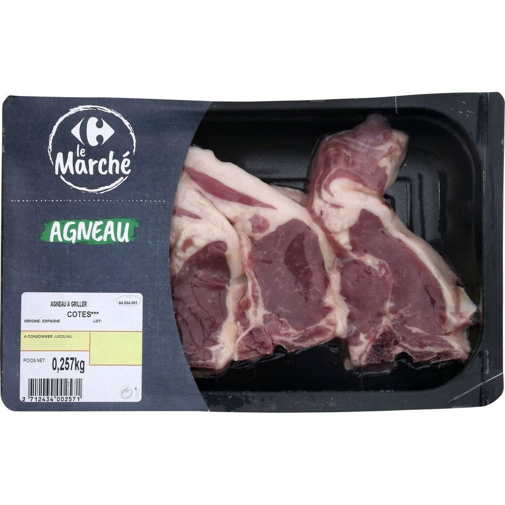 Carrefour - Viande d'agneau côtes sans os à griller
