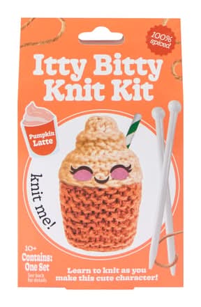 Halloween Itty Bitty Knit Kit Set Pumpkin Latte