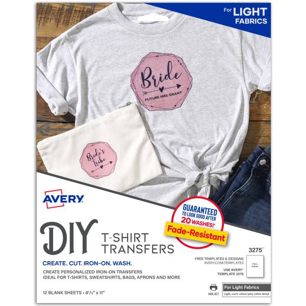 Avery Inkjet Printer T-Shirt Transfer Paper Letter Size