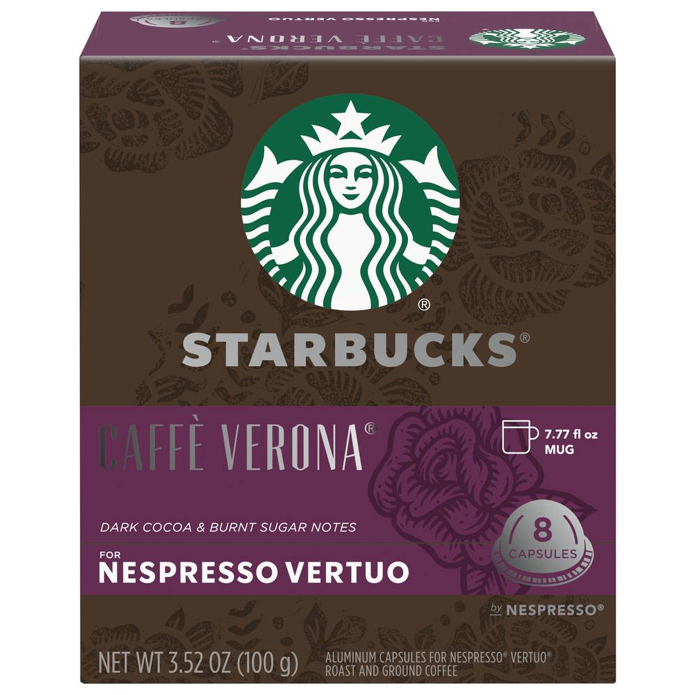 Starbucks Caffe Verona Nespresso Vertuo Roast and Ground Coffee (3.52 oz, 8 ct)