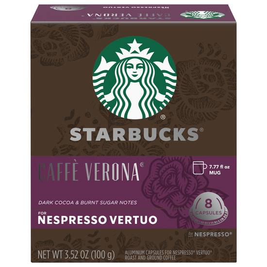Starbucks Caffe Verona Nespresso Vertuo Roast and Ground Coffee (8 ct, 3.52 oz)
