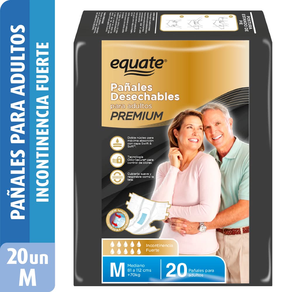 Equate · Pañales desechables para adulto plus - Talla M (24 un)