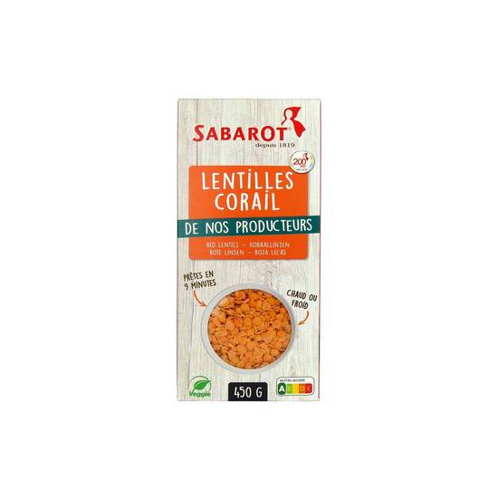 Lentilles corail Sabarot 450g