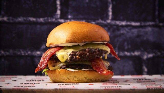 Double Bacon & Cheese Stack Burger