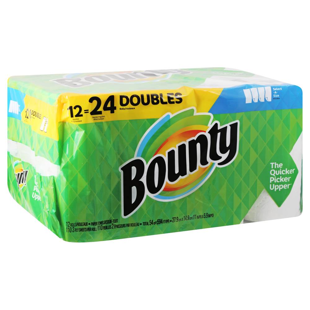 Bounty Doubles Rolls White Paper Towels, 27.9cm X 14.9cm