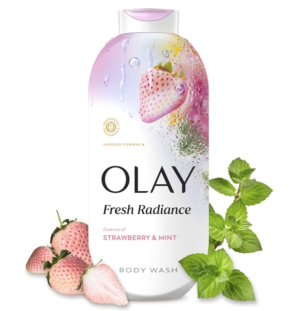 Olay Fresh Radiance With Vitamin B3 & Antioxidant Blend Body Wash, Strawberry & Mint (22 fl oz)