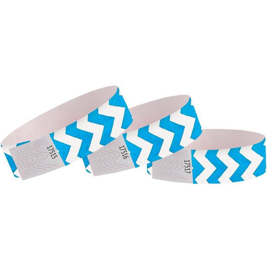 Amscan Chevron Paper Wristbands (unisex/3/4in x 10in/pastel-blue)