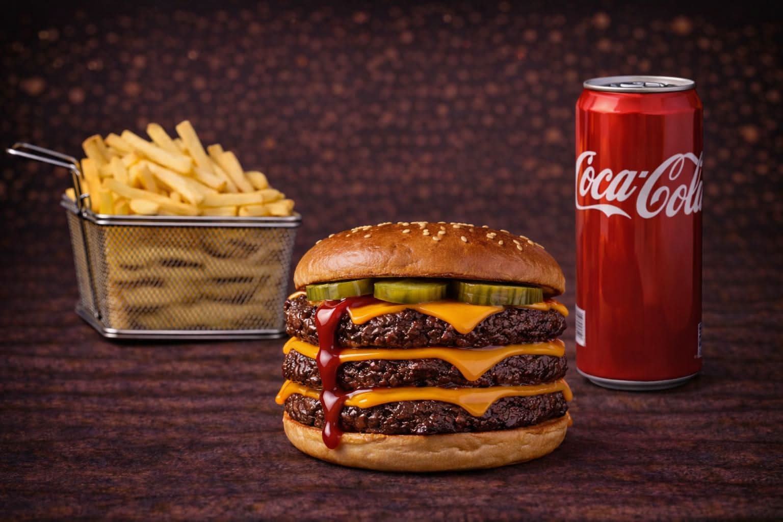 🍔 Menu Triple Cheese | Le Défi des 3 Étages & Frites