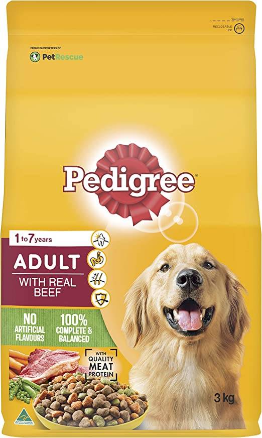 Pedigree Adult dry Dog Food (Real Beef) 3Kg