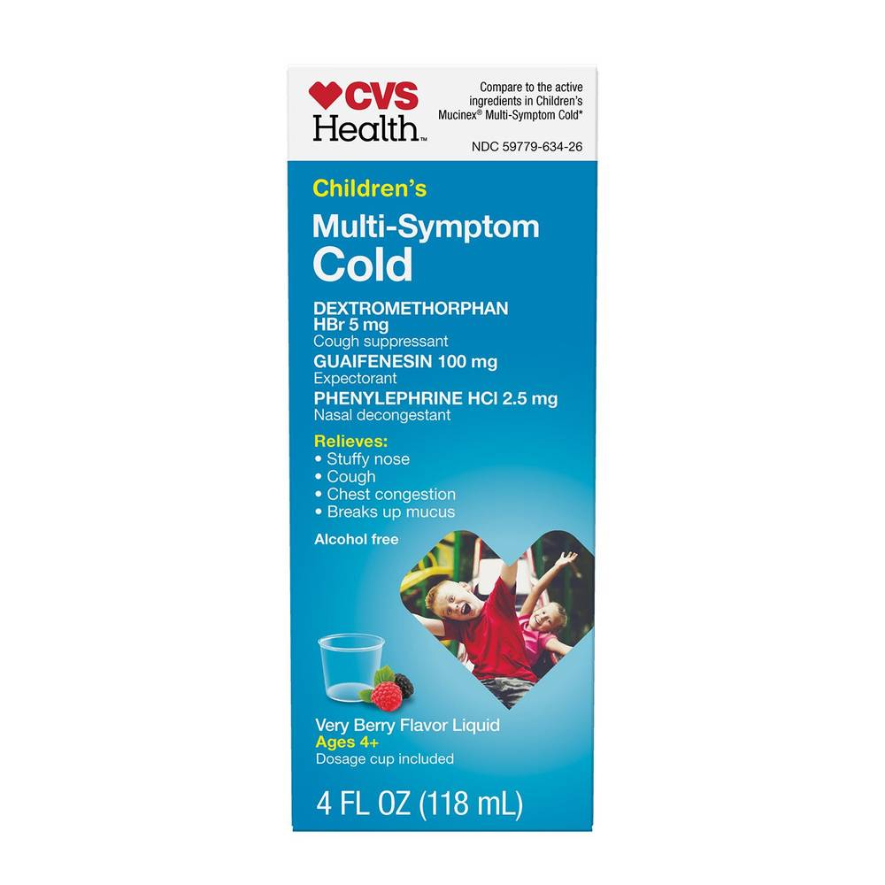 Cvs Health Children'S Multi-Symptom Cold Relief Liquid, Very Berry, 4 Oz