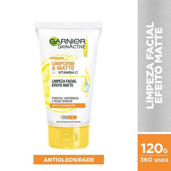 Garnier sabonete líquido facial skinactive uniform&matte vitamina c (120g)