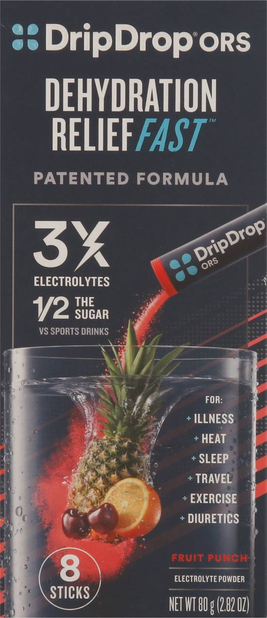 Dripdrop Ors Dehydration Relief Fast Fruit Punch Electrolyte Powder (80 g)