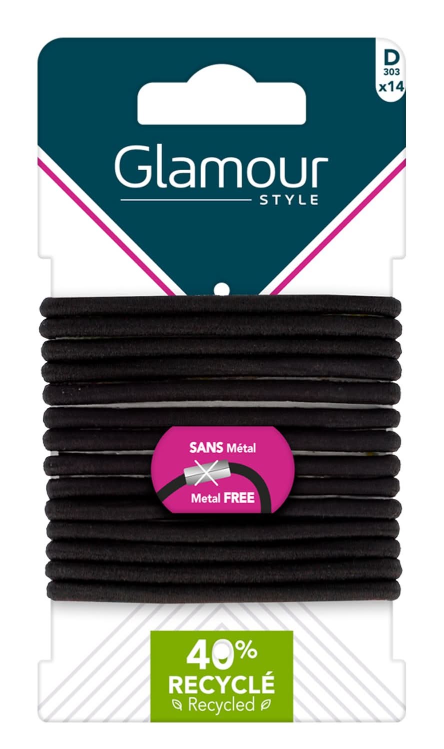 Glamour Style - Élastiques semi-épais sans métal, noir (14)