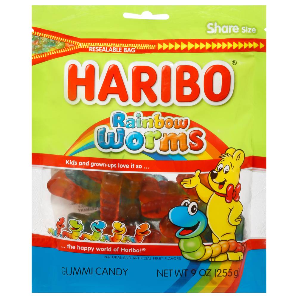 Haribo Share Size Rainbow Worms Gummi Candy (9 oz)