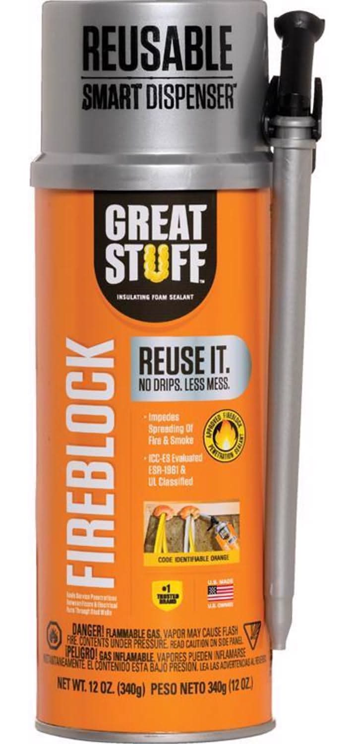 Great Stuff Smart Dispenser Orange Polyurethane Fireblock Foam Sealant 12 Oz