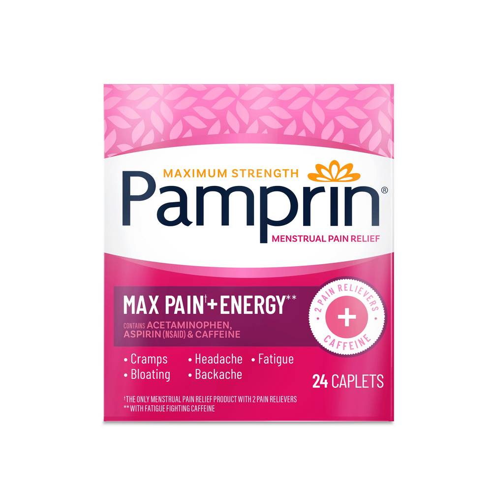 Pamprin Maximum Strength Max Formula Menstrual Pain Relief Caplets (24 ct)