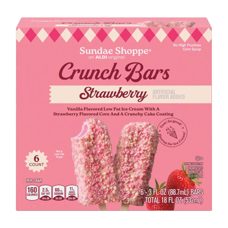 Sundae Ice Cream Crunch Bars, Strawberry (6 x 3 fl oz)