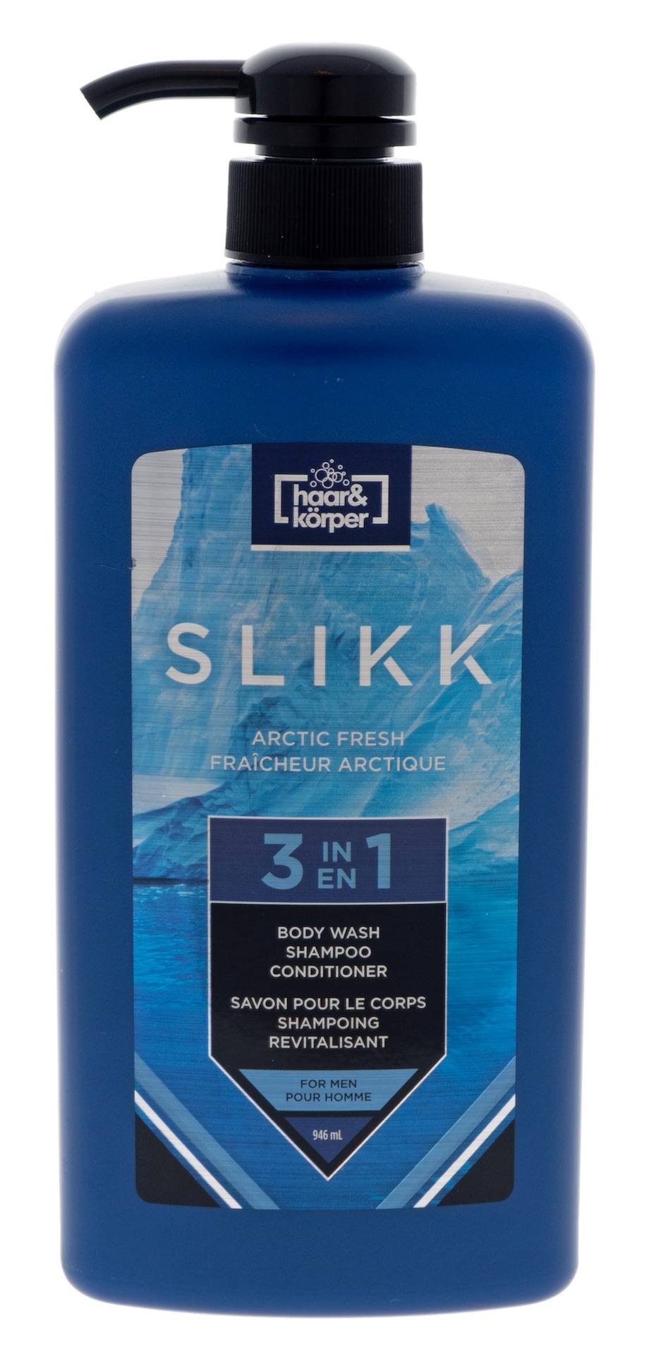 haar&korper 3In1 Body Wash Shampoo & Conditioner For Men, Arctic (945 ml)