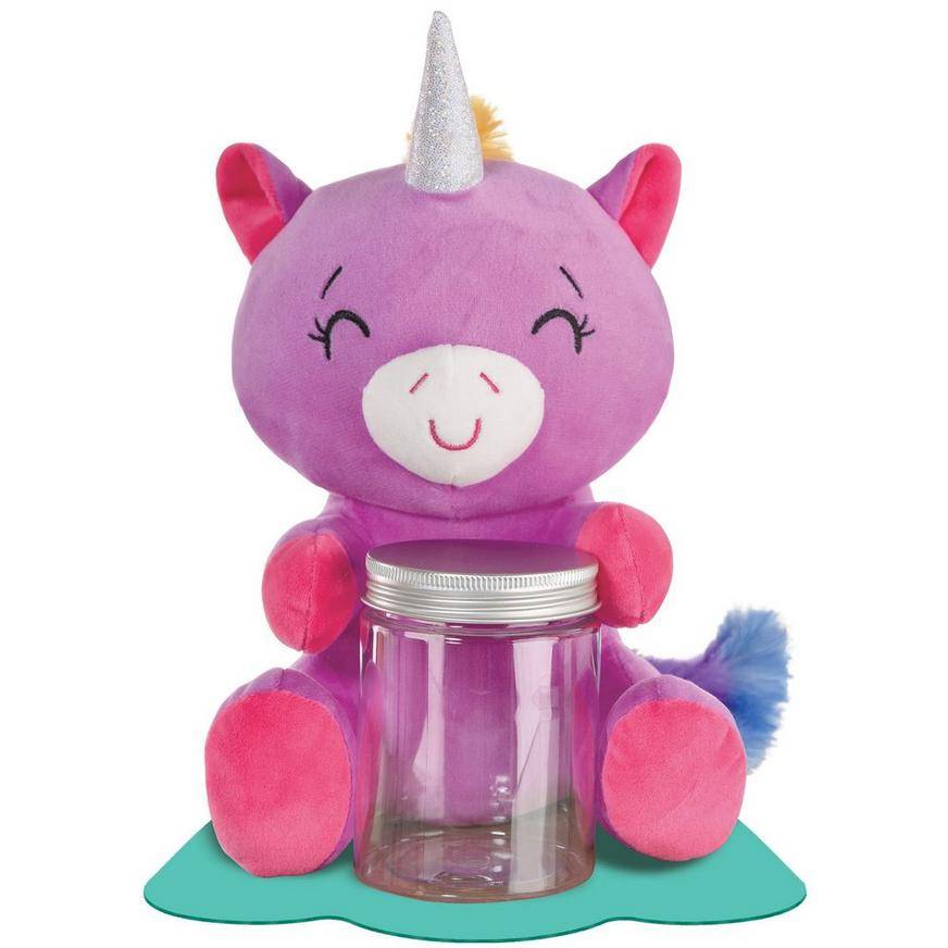 Purple Pink Plush Unicorn Balloon Weight with Plastic Jar, 5.9oz