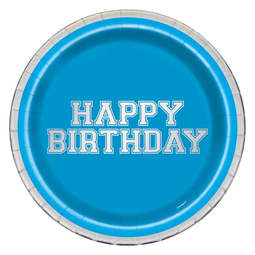 Happy Birthday Paper Plates 9in, 8-Count