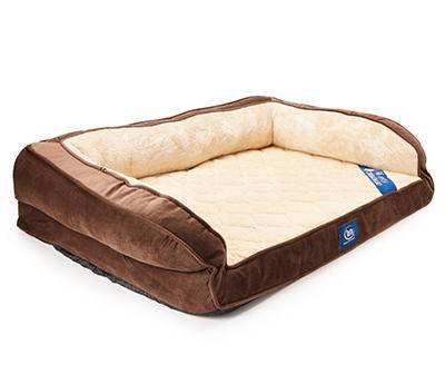 Brown & Tan Orthopedic Quilted Couch Pet Bed, (27" x 36")
