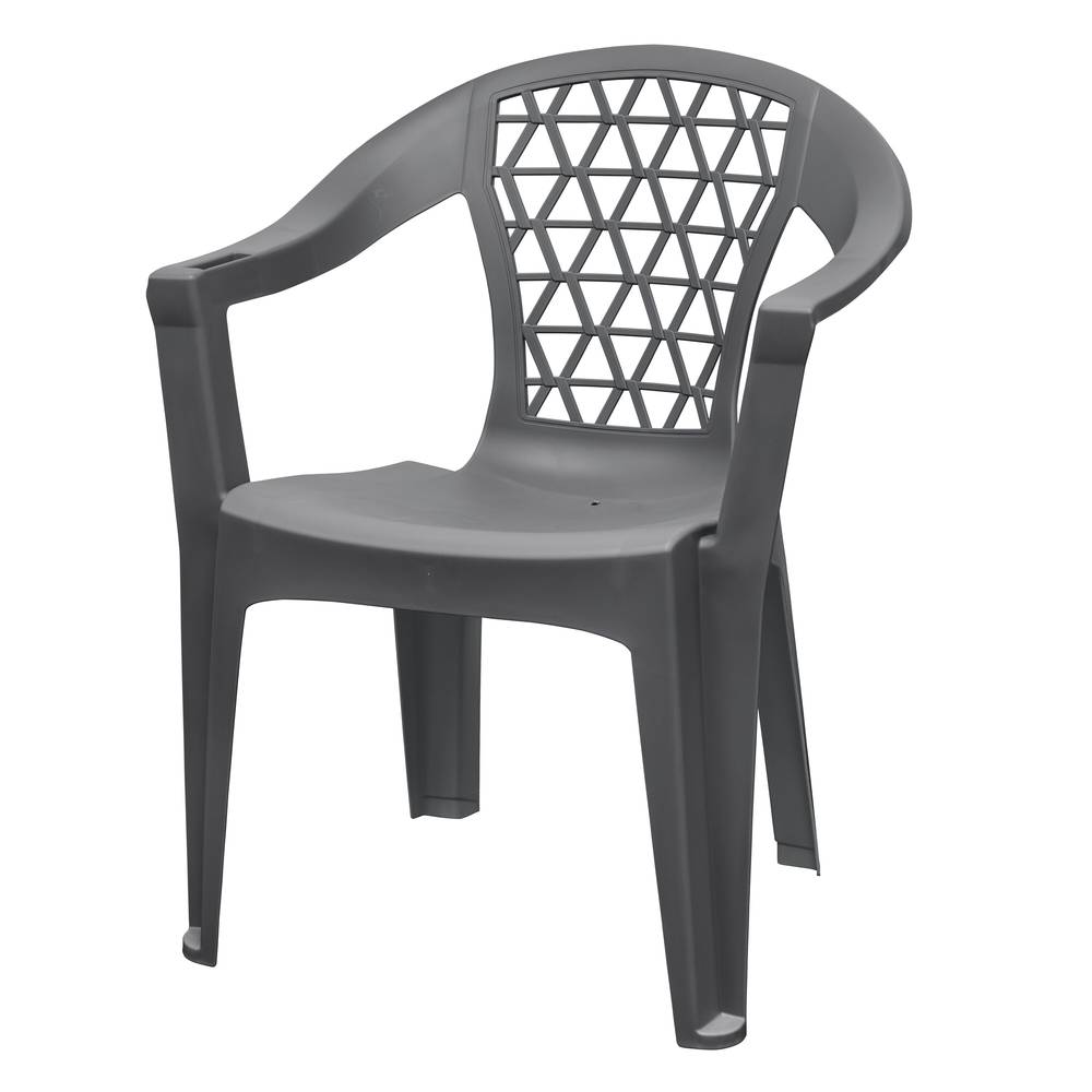 Adams PATIO Stackable Charcoal Plastic Frame Stationary Conversation Chair with Solid Seat | 8220-13-3700