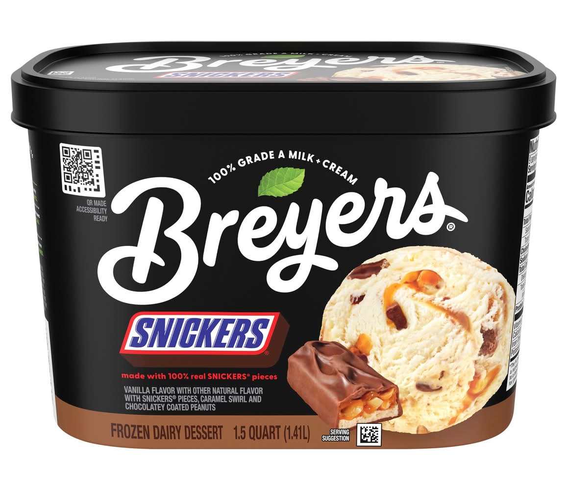 Breyers Snickers Light Ice Cream, Vanilla (3 lbs)