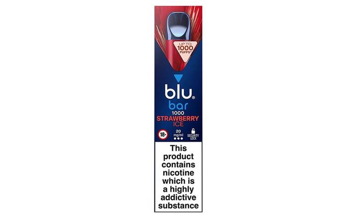 Blu Bar 1000 Strawberry Ice 20mg Vape (407122)