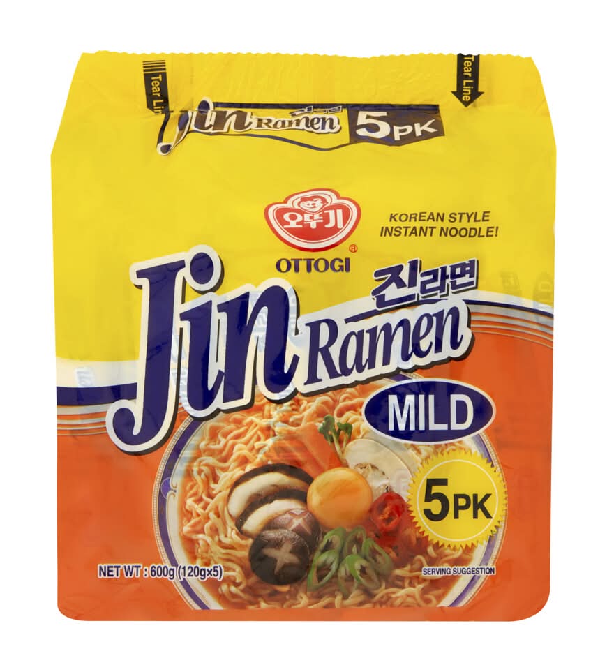 Ottogi Jin Ramen Korean Style Mild Instant Noodles (600g, 5 pack)