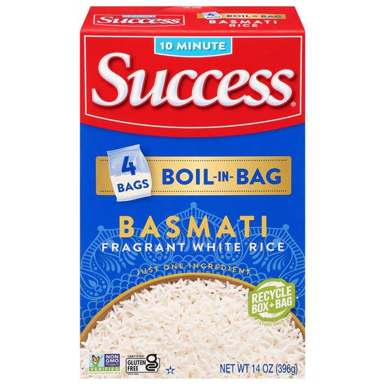 Success Boil-In-Bag Basmati Fragrant White Rice Gluten Free (4 ct)