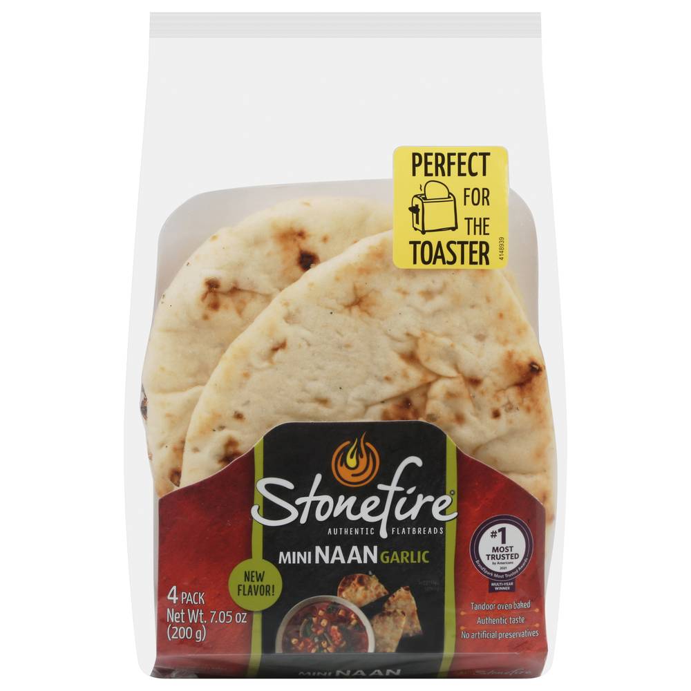 Stonefire Flatbread Mini Naan, Garlic (1.76 oz, 4 ct)