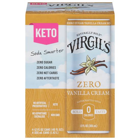 Virgil's Zero Vanilla Cream Soda (4 ct, 12 fl oz )