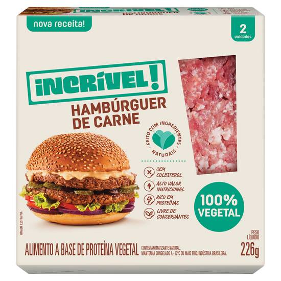 Seara hambúrguer à base de proteína vegetal incrível sabor carne (226 g)