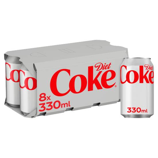 Diet Coke Soft Drink (8 pack, 330 ml)