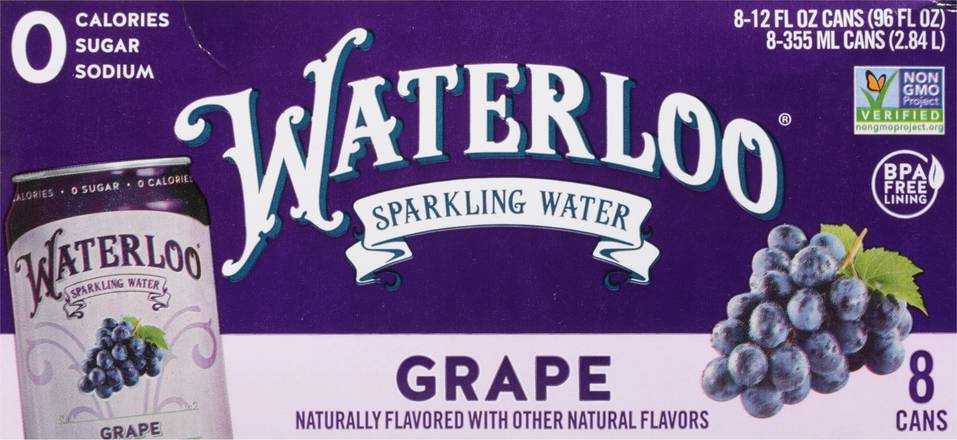 Waterloo Grape Sparkling Water (8 ct, 12 fl oz)