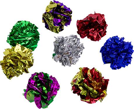 Play On Foil Ring Paper Shiny Crinkly Balls Cat Toy, Assorted