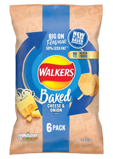 Walkers Cheese & Onion, Baked Potato Crisps Multipack (6 x 22g)