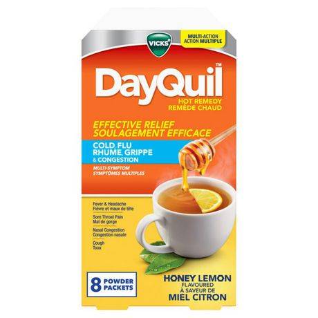 Vicks Dayquil Hot Remedy Cold Flu & Congestion Medicine, Honey-Lemon (8 ct)